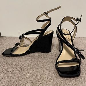 Black patent Jessica Simpson Wedge Sandals - Size 7.5